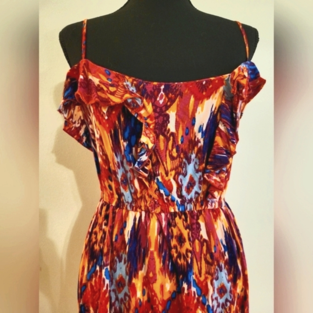 Vibrant Spaghetti Strap Mini Sundress (Size Medium)‎